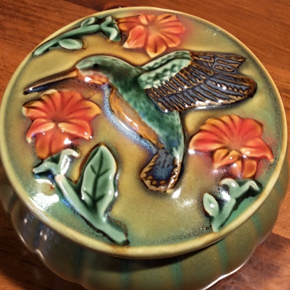 Vtg. Hummingbird Coynes & Co.Ceramic Trinket Box - Picture 2 of 14